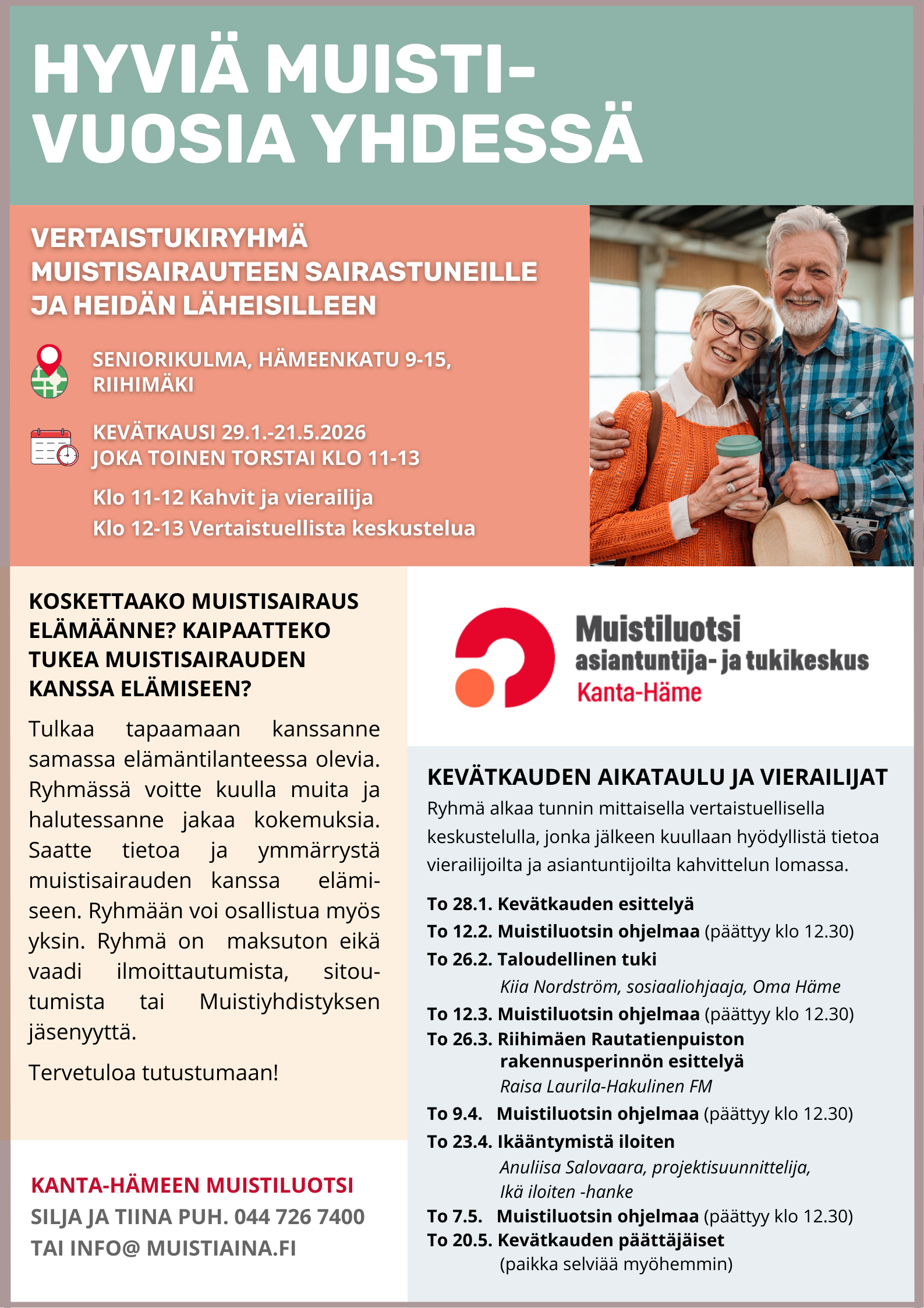 Ryhmän mainos, tietoa ryhmästä ja kuvassa pariskunta