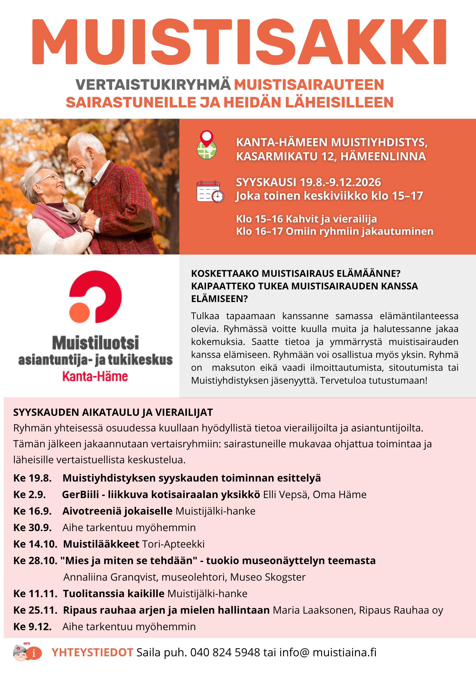 Mainosjuliste Muistisakki-ryhmästä